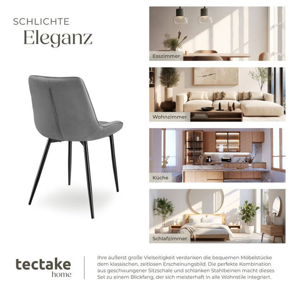 6er Set Stuhl Monroe Samtoptik grau