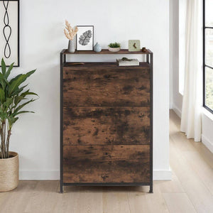 Schuhschrank Buffalo Industrial Holz dunkel, rustikal 81 cm