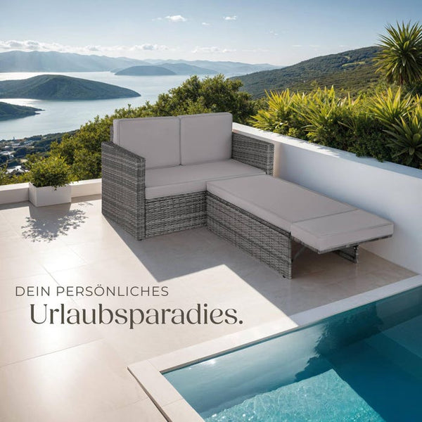 Rattan Lounge Korfu, grau