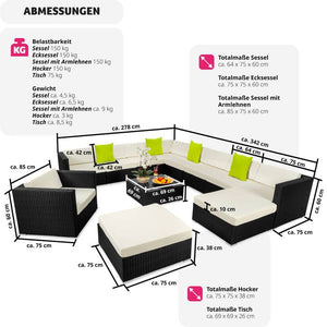 Rattan Lounge Las Vegas schwarz