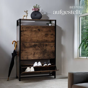 Schuhschrank Buffalo Industrial Holz dunkel, rustikal 81 cm