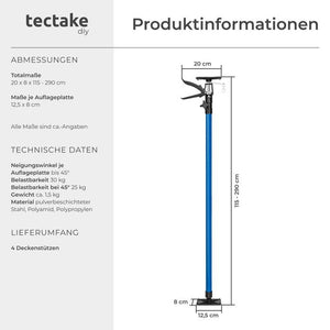 4 Deckenstützen 115 bis max. 290cm blau