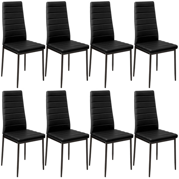 8x Esszimmerstühle, Kunstleder, schwarz