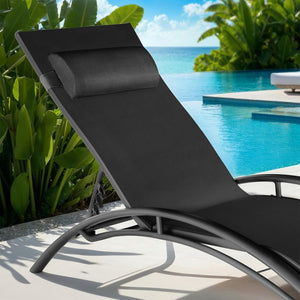 2 Gartenliegen aus Aluminium, schwarz