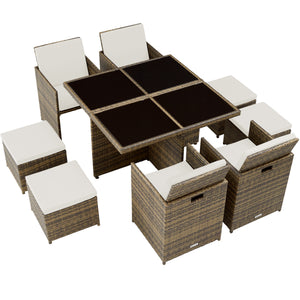 Aluminium Rattan Sitzgruppe Manhattan 4+4+1, natur