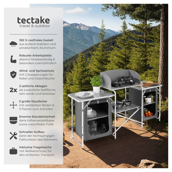 Camping kitchen 172x52x104cm gray