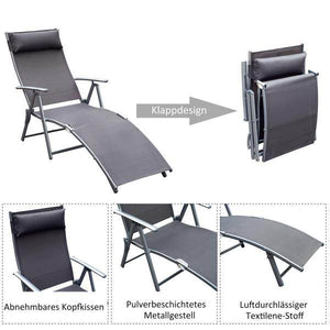 Sonnenliege mit Kissen Gartenliege klappbar grau