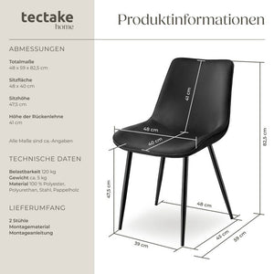 2er Set Stuhl Monroe Samtoptik schwarz