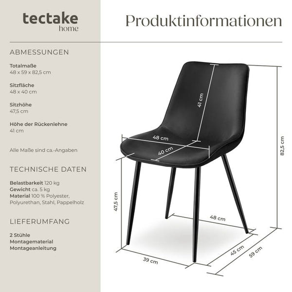 2er Set Stuhl Monroe Samtoptik schwarz