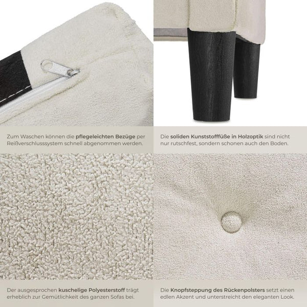 Sofa Viborg 2-Sitzer mit Federkern creme