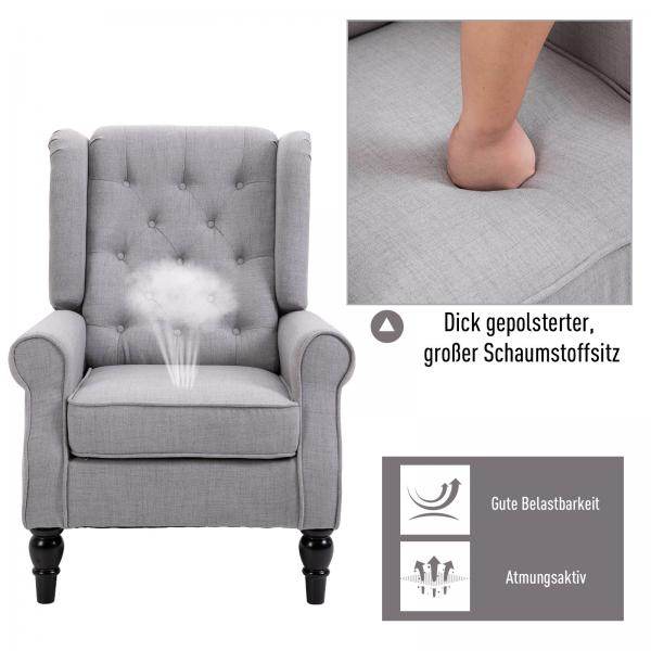 Einzelsessel Relaxsessel Ohrensessel Akzentsessel mit Tufting Polyester Grau