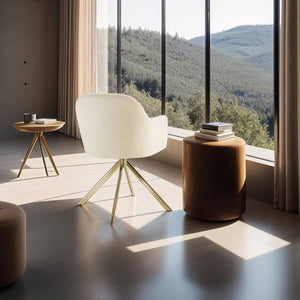 Samt-Drehstuhl Lona créme/gold 6er Set