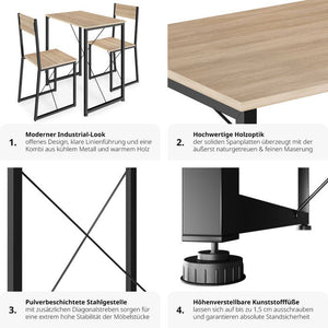 Sitzgruppe Margate Industrial Holz hell, Eiche Sonoma