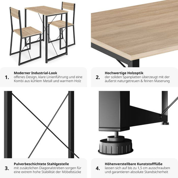 Sitzgruppe Margate Industrial Holz hell, Eiche Sonoma