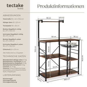 Küchenregal Crawley Industrial Holz dunkel, rustikal