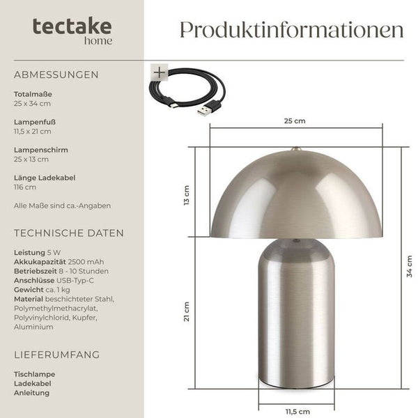 Retro-Tischlampe Kade Nickel matt