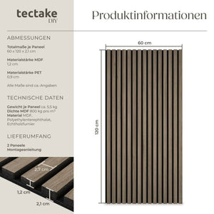4er Set Akustikpaneele Sonic Wall Eiche dunkel 4er Set