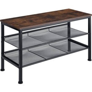 Derry Industrial shoe rack, dark wood, rustic 