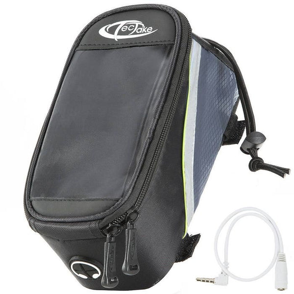 Fahrradtasche mit Rahmen-Befestigung für Smartphones schwarz/grau/grün 20 x 9,5 x 10 cm