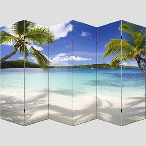 Paravent Raumteiler Trennwand M68 FSC-zertifiziert 180x240cm, Strand