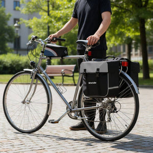 Set Fahrradtasche Georg und Fahrradrahmentasche schwarz/rot 20 x 9,5 x 10 cm