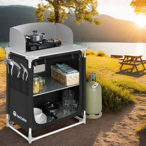 Camping kitchen 76x53.5x107cm black