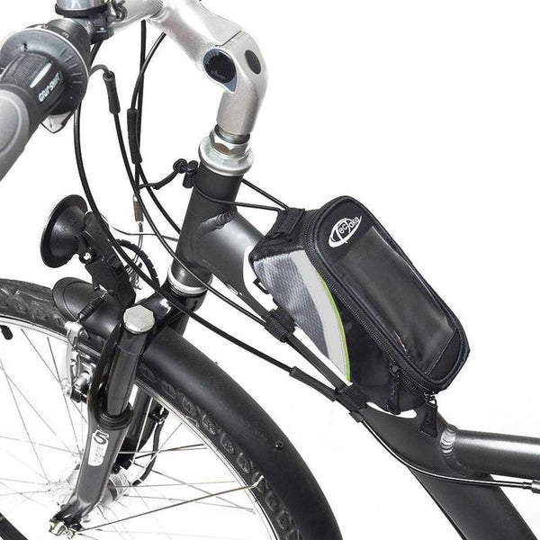 Fahrradtasche mit Rahmen-Befestigung für Smartphones schwarz/grau/grün 20 x 9,5 x 10 cm
