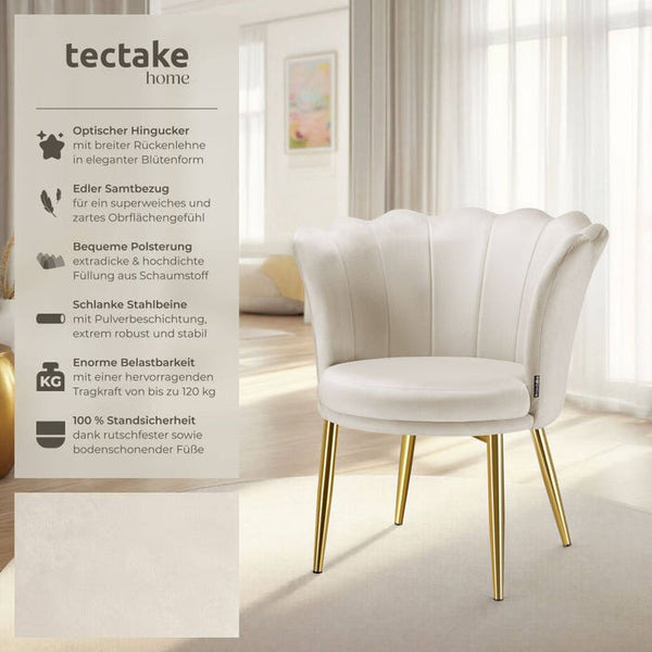 Sessel Stella Samt creme/gold