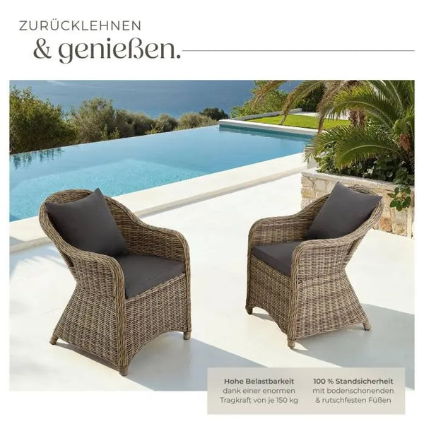 2er Set Aluminium Rattansessel