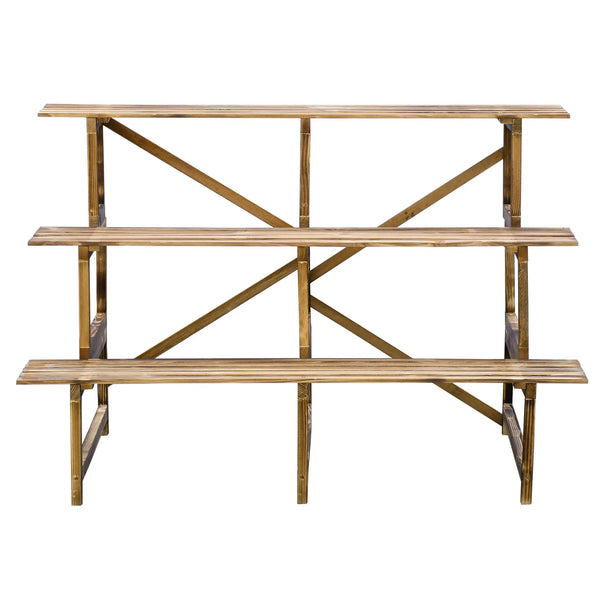 Pflanzentreppe Blumenregal Tannenholz 3 Stufen L120 x W80 x H80cm