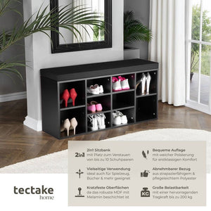Schuhschrank mit Sitzkissen schwarz