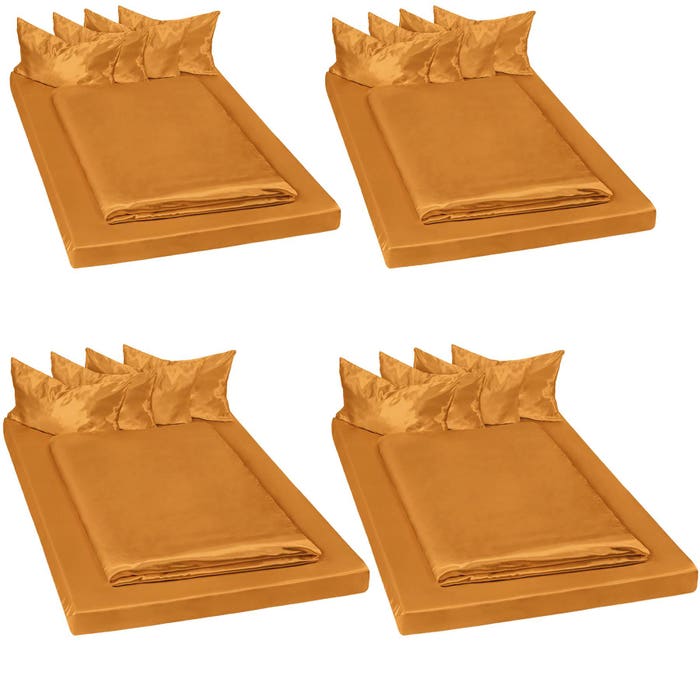 4 set di biancheria da letto in raso 200x150cm marrone