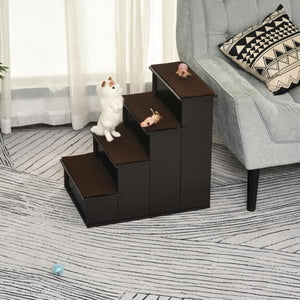 Katzentreppe Haustiertreppe mit Teppich Hundetreppe Dunkelbraun