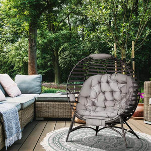Papasansessel Loungesessel faltbar Korb-Stuhl oval Sandbraun