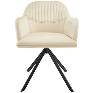 Samt-Drehstuhl Lona creme/schwarz pro Stück