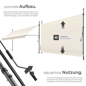 Klemmmarkise beige 400 x 180 cm