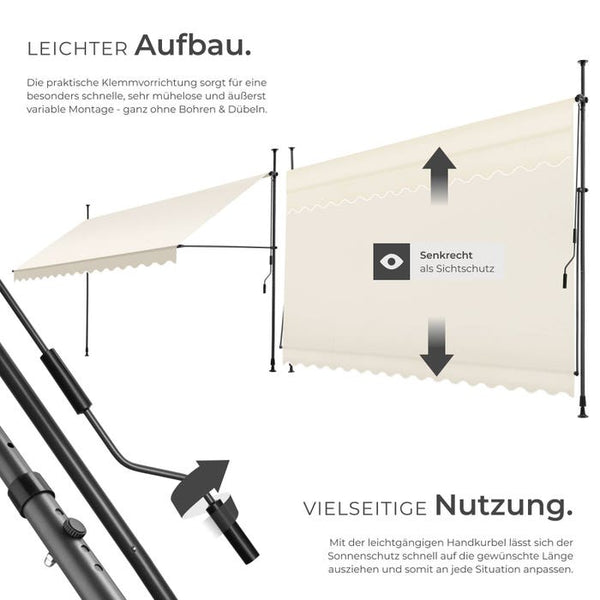 Klemmmarkise beige 400 x 180 cm
