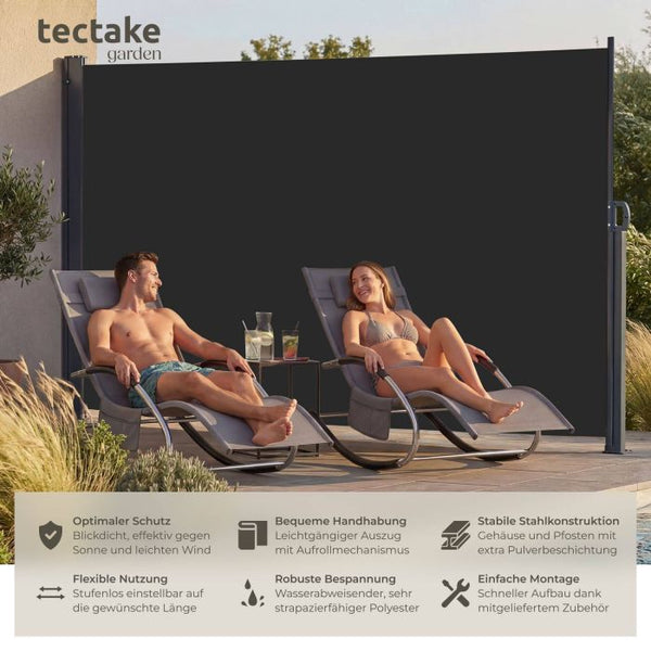 Seitenmarkise schwarz 300 x 200 cm