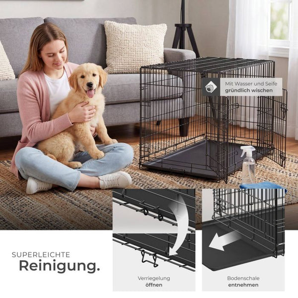 Hundekäfig Luna Gitterbox klappbar mit 2 Türen schwarz 91,5 x 59,5 x 64 cm