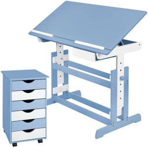 Kinderschreibtisch und Rollcontainer, blau