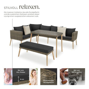 Rattan Lounge mit Aluminiumgestell Pula natur