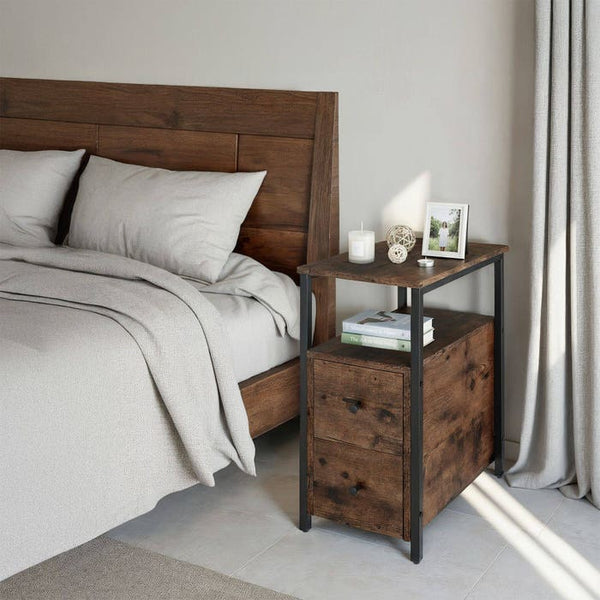 Nachttisch Tullamore Industrial Holz dunkel, rustikal