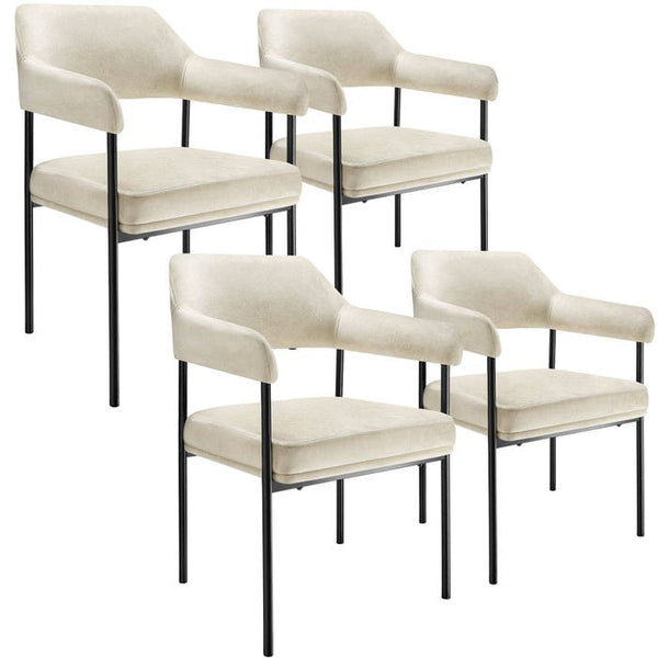 Armlehnstuhl Doé Samtoptik off-white 4er Set