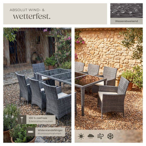 Aluminium Rattan Sitzgruppe Menorca grau