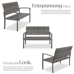 Rattan-Gartenbank Murat 2-Sitzer wetterfest grau
