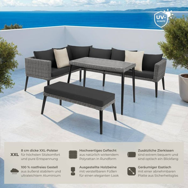 Aluminium Rattan Lounge Lounge Pula grau