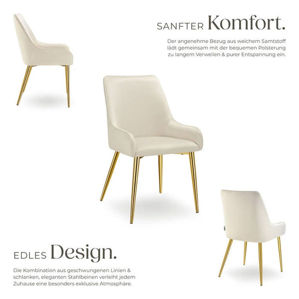 Polsterstuhl Avane, Samtoptik, Belastbarkeit 120 kg beige 6er Set
