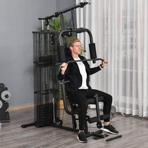 Gym Kraftstation Fitnessstation Multigym Fitnessgerät inkl. Gewichten Metall PU