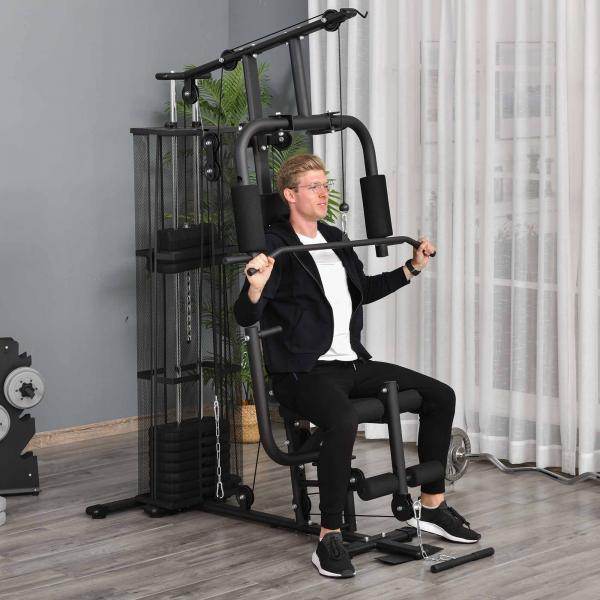 Gym Kraftstation Fitnessstation Multigym Fitnessgerät inkl. Gewichten Metall PU