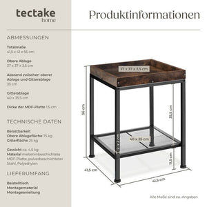 Beistelltisch Rochester - Industrial dunkelbraun